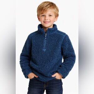 Obermeyer Boys Blue Sherpa Fleece Quarter Zip Pullover Size M